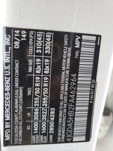 4JGDA5HB2FA462964 Mercedes-Benz Ml 350 4matic