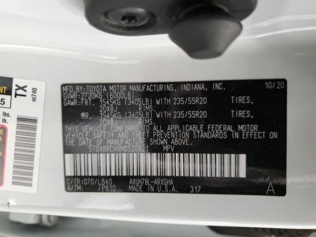 5TDXBRCHXMS520921 Toyota Highlander Hybrid Limited