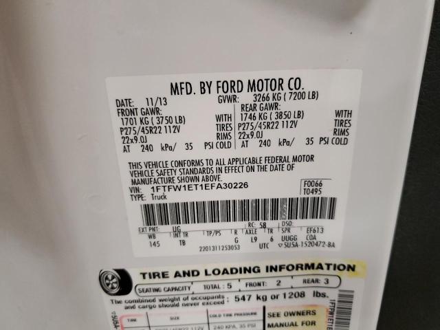 1FTFW1ET1EFA30226 Ford F150 Supercrew