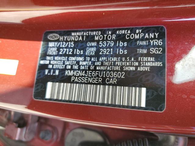 KMHGN4JE6FU103602 Hyundai Genesis 3.8l