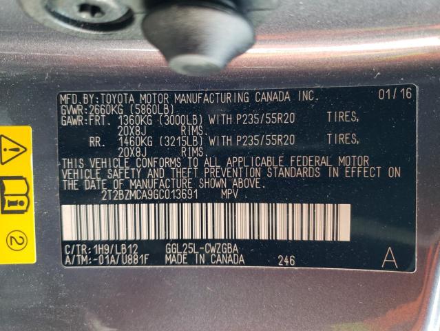 2T2BZMCA9GC013691 Lexus Rx 350 Base