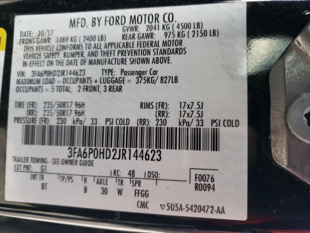 3FA6P0HD2JR144623 Ford FUSION SE