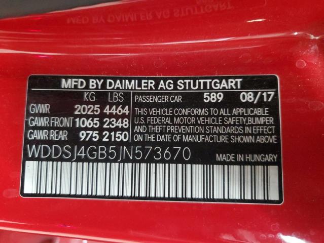 WDDSJ4GB5JN573670 Mercedes-Benz CLA 250 4MATIC