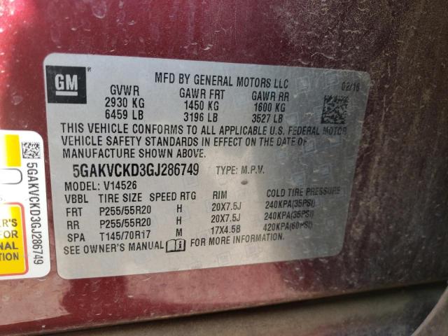 5GAKVCKD3GJ286749 Buick Enclave