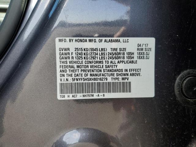 5FNYF5H5XHB016279 Honda PILOT EXL
