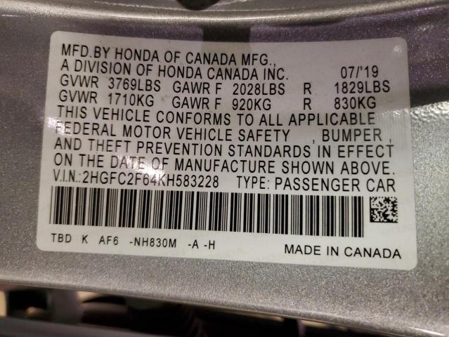 2HGFC2F64KH583228 Honda Civic Lx