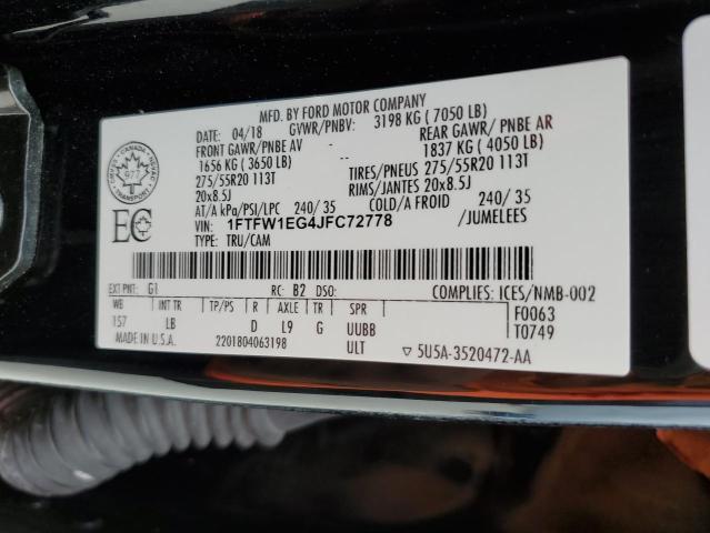 1FTFW1EG4JFC72778 Ford F150 Supercrew