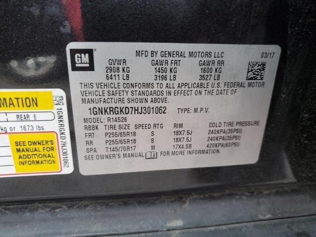 1GNKRGKD7HJ301062 Chevrolet Traverse Lt