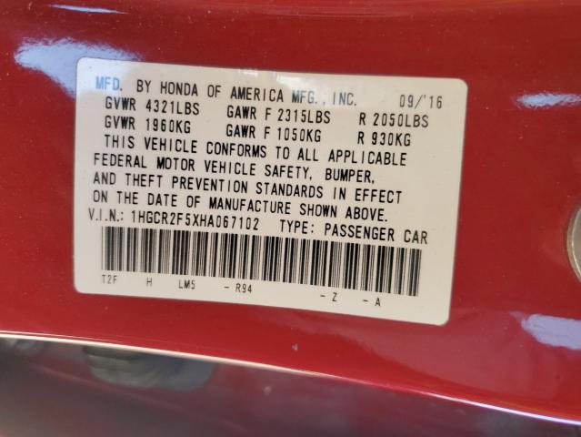 1HGCR2F5XHA067102 Honda Accord Sport