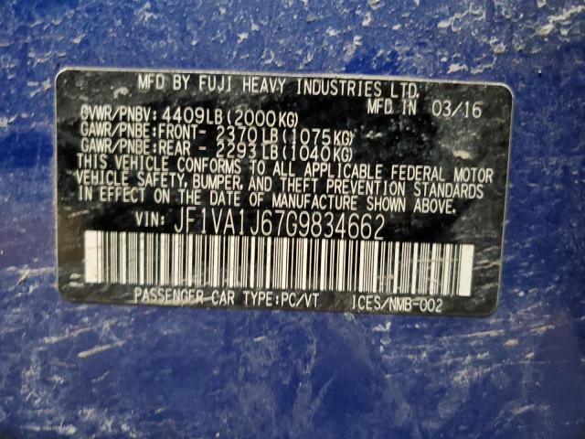 JF1VA1J67G9834662 Subaru Wrx Limited