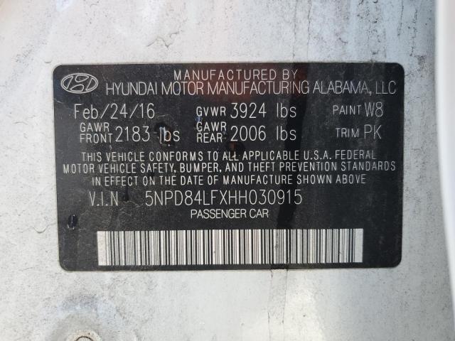 5NPD84LFXHH030915 Hyundai ELANTRA SE