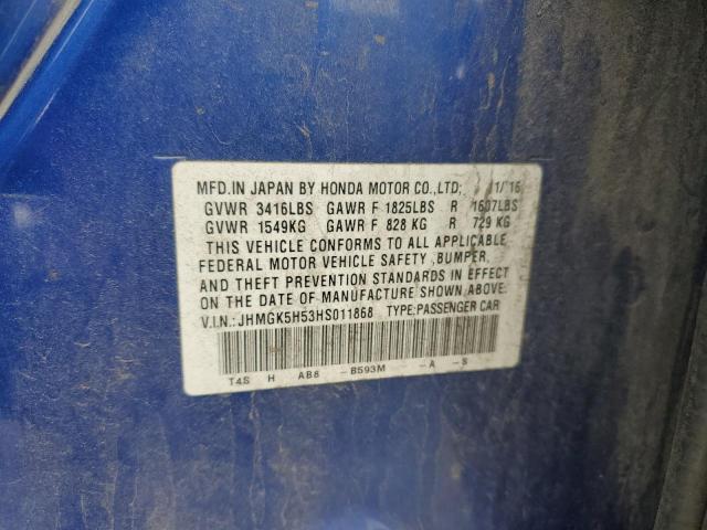 JHMGK5H53HS011868 Honda FIT LX