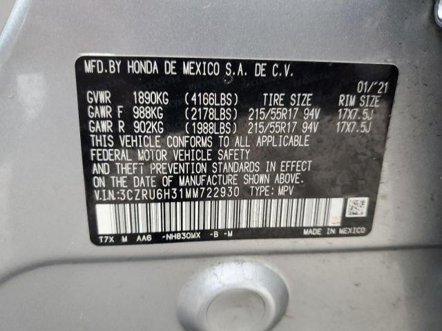 3CZRU6H31MM722930 Honda HR-V LX
