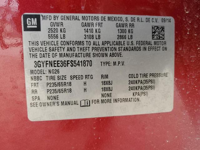 3GYFNEE36FS541870 Cadillac Srx Luxury Collection