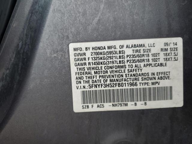 5FNYF3H52FB011966 Honda PILOT EXL