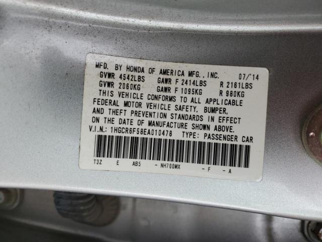 1HGCR6F58EA010478 Honda Accord Hybrid Exl