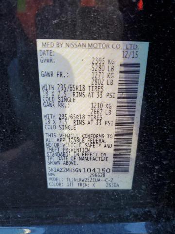5N1AZ2MH3GN104190 Nissan MURANO S