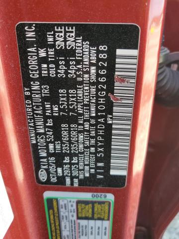 5XYPHDA10HG266288 KIA SORENTO EX