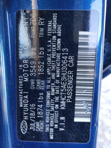 KMHCT5AE3HU306413 Hyundai ACCENT SE