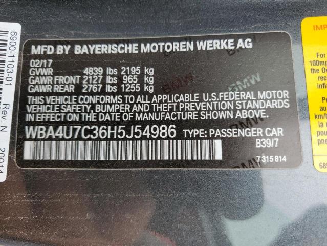 WBA4U7C36H5J54986 BMW 430I