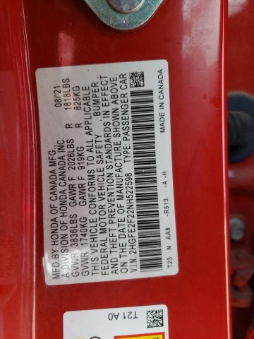 2HGFE2F22NH522598 Honda Civic Lx