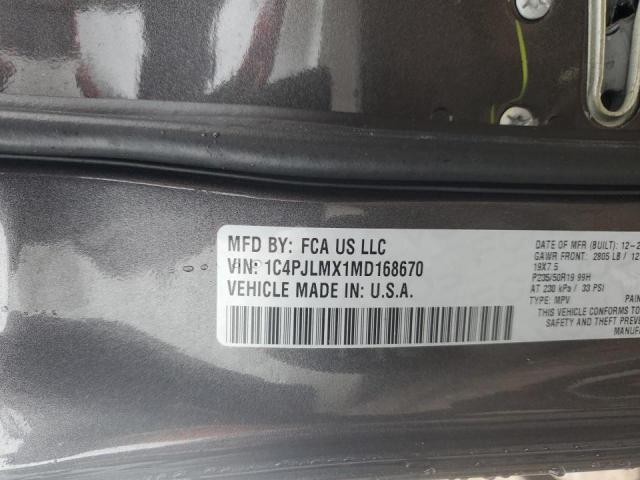 1C4PJLMX1MD168670 Jeep Cherokee Latitude Lux