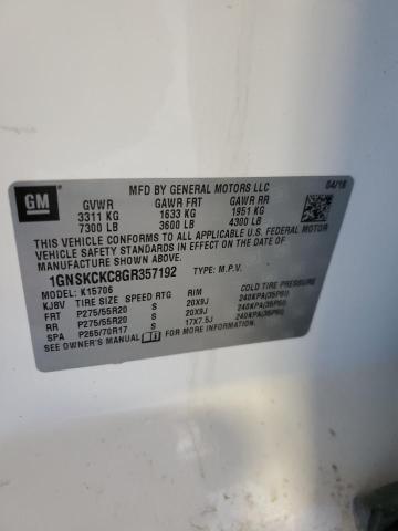 1GNSKCKC8GR357192 Chevrolet Tahoe K1500 Ltz