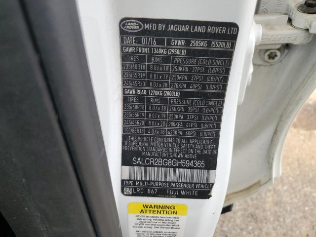 SALCR2BG8GH594365 Land Rover Discovery Sport Hse