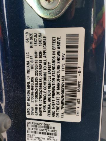 7FARW2H96KE021433 Honda Cr-v Touring