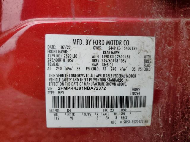 2FMPK4J91NBA72372 Ford EDGE SEL
