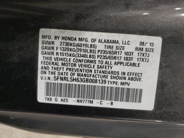 5FNRL5H63GB008139 Honda ODYSSEY EXL