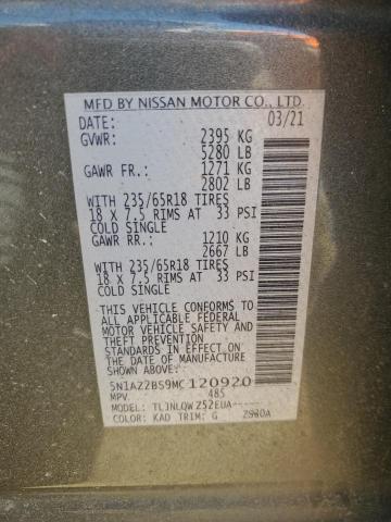 5N1AZ2BS9MC120920 Nissan MURANO SV