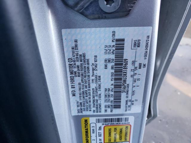 3FA6P0MU3KR189609 Ford FUSION SEL