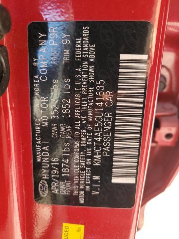 KMHCT4AE5GU141635 Hyundai ACCENT SE