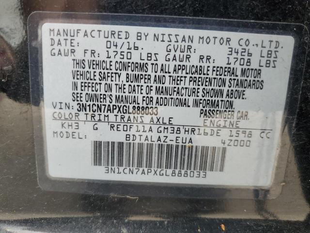 3N1CN7APXGL888033 Nissan VERSA S