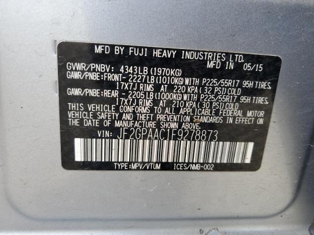 JF2GPAAC1F9278873 Subaru XV CROSSTREK