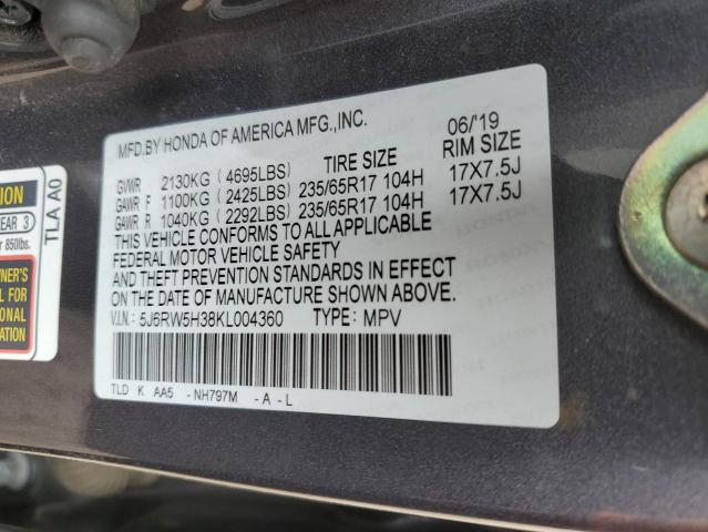5J6RW5H38KL004360 Honda CR-V LX