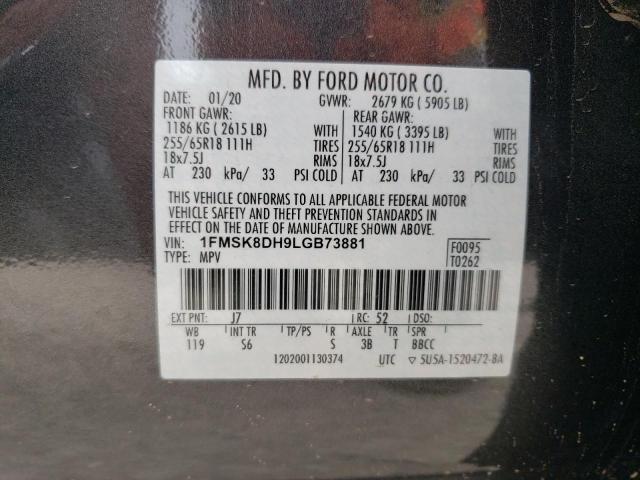 1FMSK8DH9LGB73881 Ford EXPLORER XLT