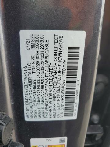 5FNYF5H22MB046585 Honda PILOT SE