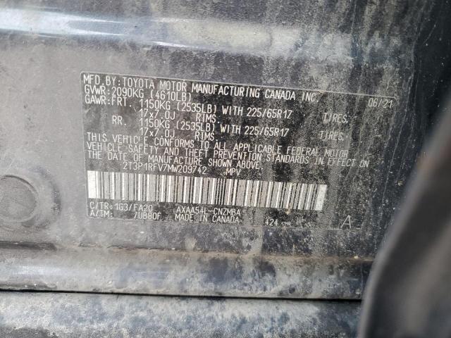 2T3P1RFV7MW209742 Toyota Rav4 Xle