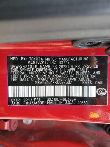 58ABZ1B1XKU027507 Lexus ES 350
