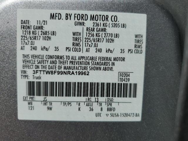 3FTTW8F99NRA19962 Ford Maverick Xl