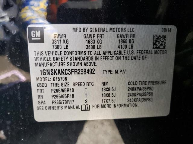 1GNSKAKC3FR258492 Chevrolet Tahoe K1500 Ls