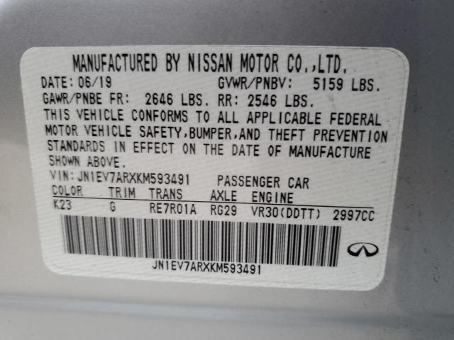 JN1EV7ARXKM593491 Infiniti Q50 LUXE