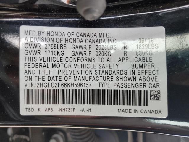 2HGFC2F66KH596157 Honda Civic Lx
