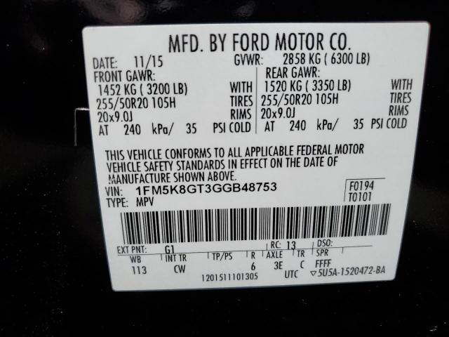 1FM5K8GT3GGB48753 Ford EXPLORER SPORT
