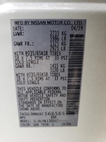 5N1DL0MNXKC566565 Infiniti QX60 LUXE