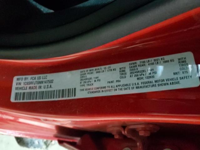 1C6SRFJT6NN147502 RAM 1500 Laie