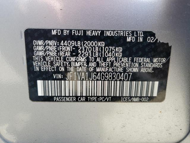 JF1VA1J64G9830407 Subaru Wrx Limited