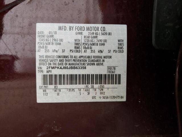 2FMPK4J80JBB63358 Ford EDGE SEL